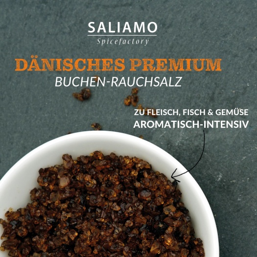 250g Dänisches Premium Buchenrauch Salz, intensives Raucharoma für Fleisch, Fisch und Gemüse